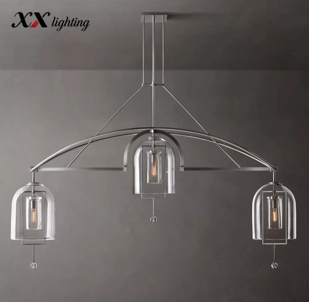 Fulcrum Grand Linear Chandelier 61″ - 73″, Satin Nickel