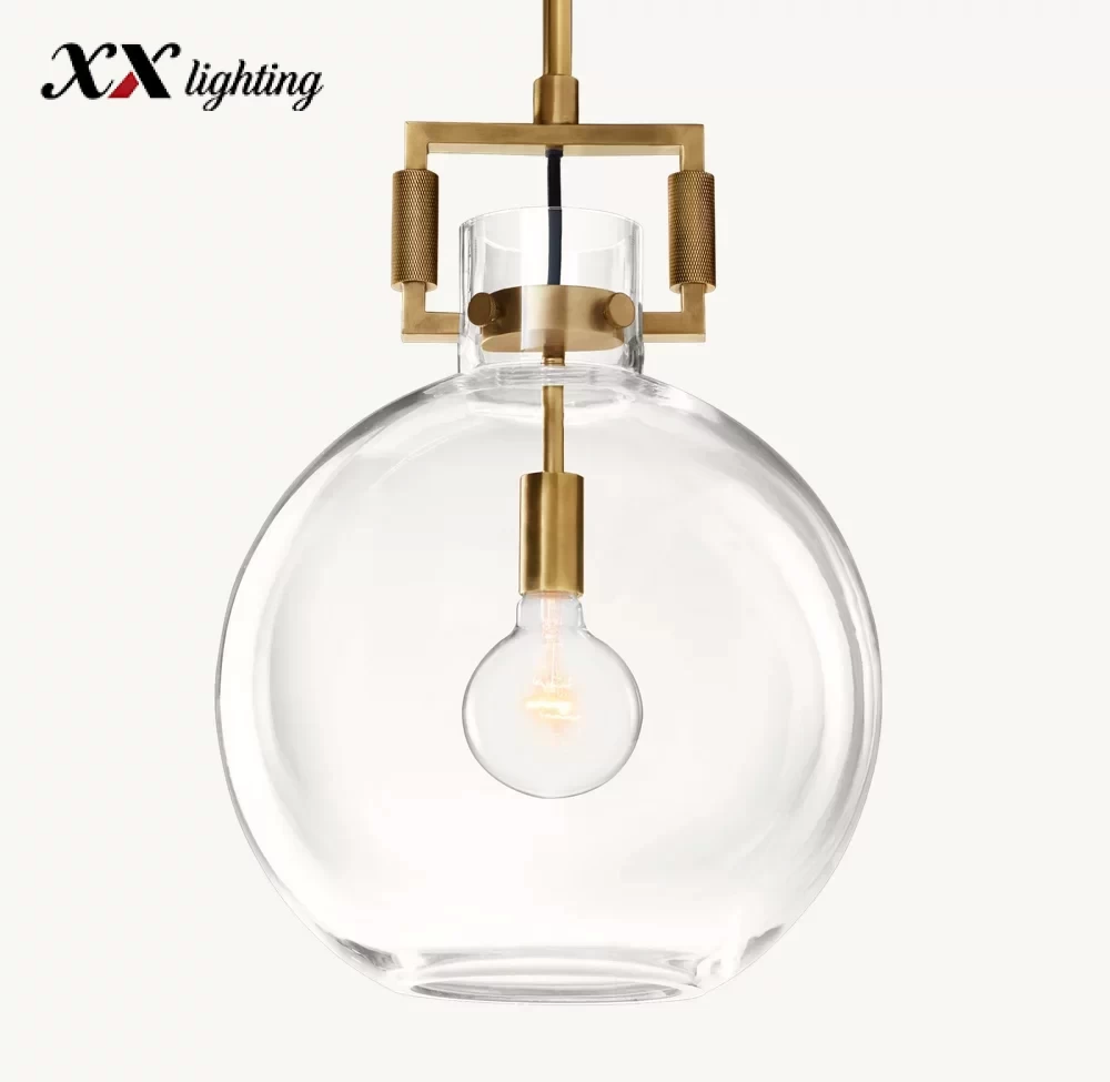 Machinist Glass Globe Pendant 10 inch - 18″, Polished Nickel