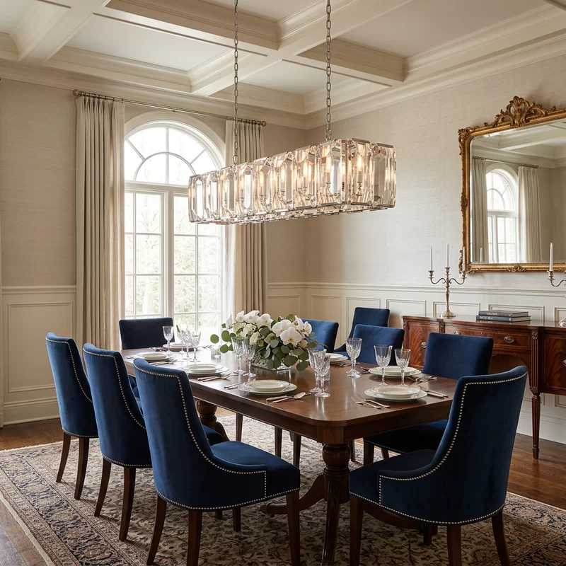 Crystal Rectangular Chandelier 41½″ - 54"