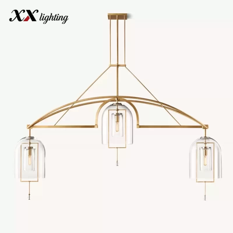 Fulcrum Grand Linear Chandelier 61″ - 73″, Satin Nickel