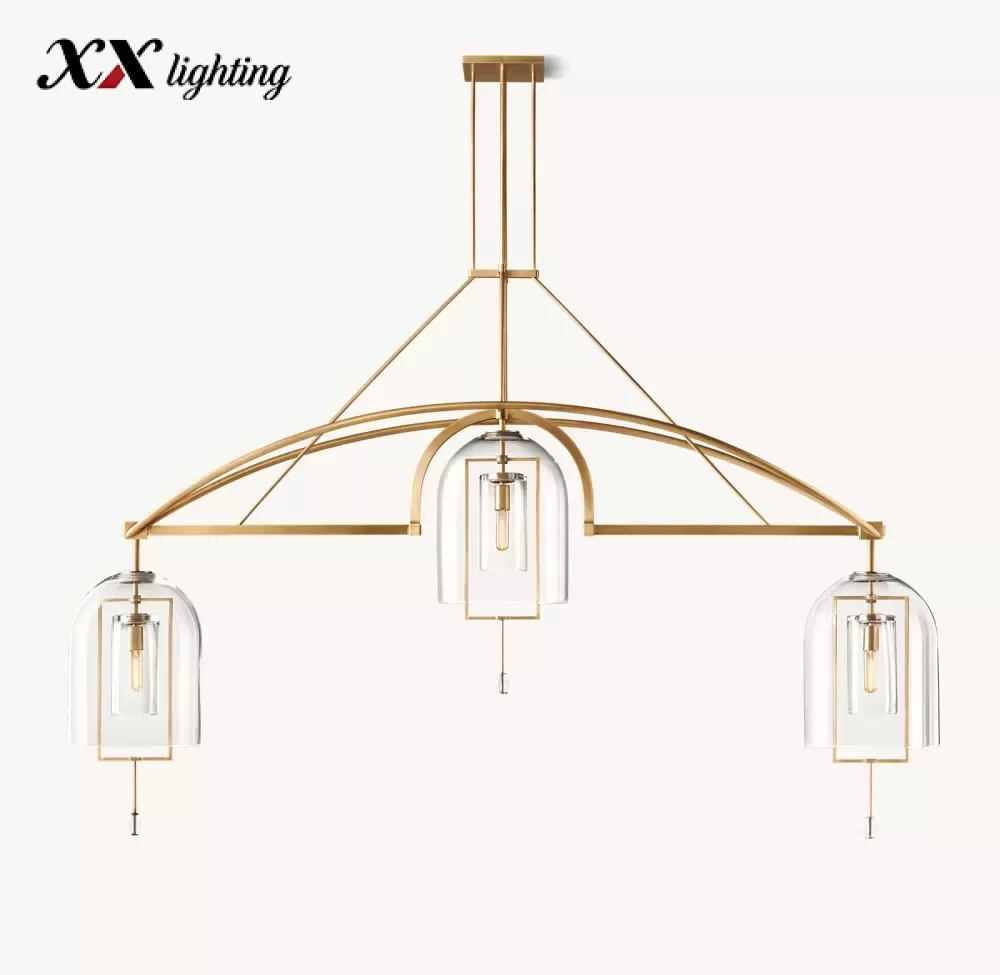 Fulcrum Grand Linear Chandelier 61″ - 73″, Satin Nickel