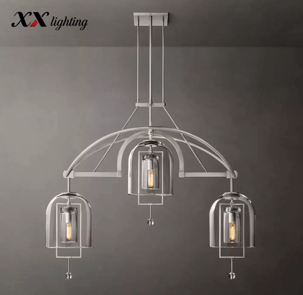 Fulcrum Linear Chandelier 48″ - 48″, Satin Nickel