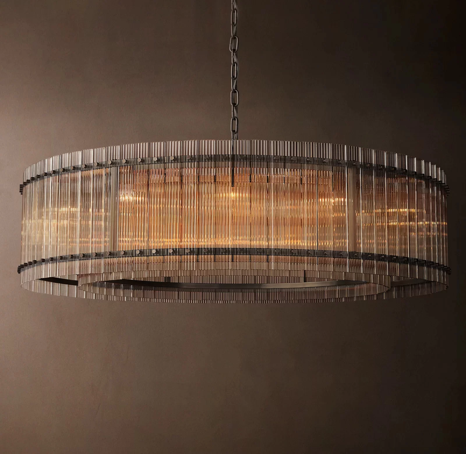 San Marco Glass Round Chandelier 22½″ - 60″, Polished Nickel