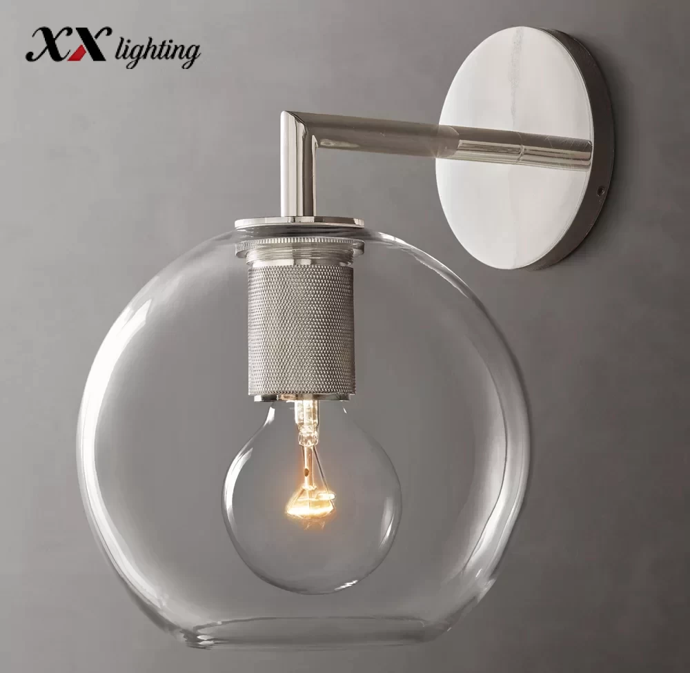 Utilitaire Globe Shade Sconce - 7½″, Polished Nickel