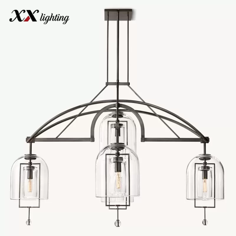 Fulcrum Round Chandelier 48″ - 60″, Satin Nickel