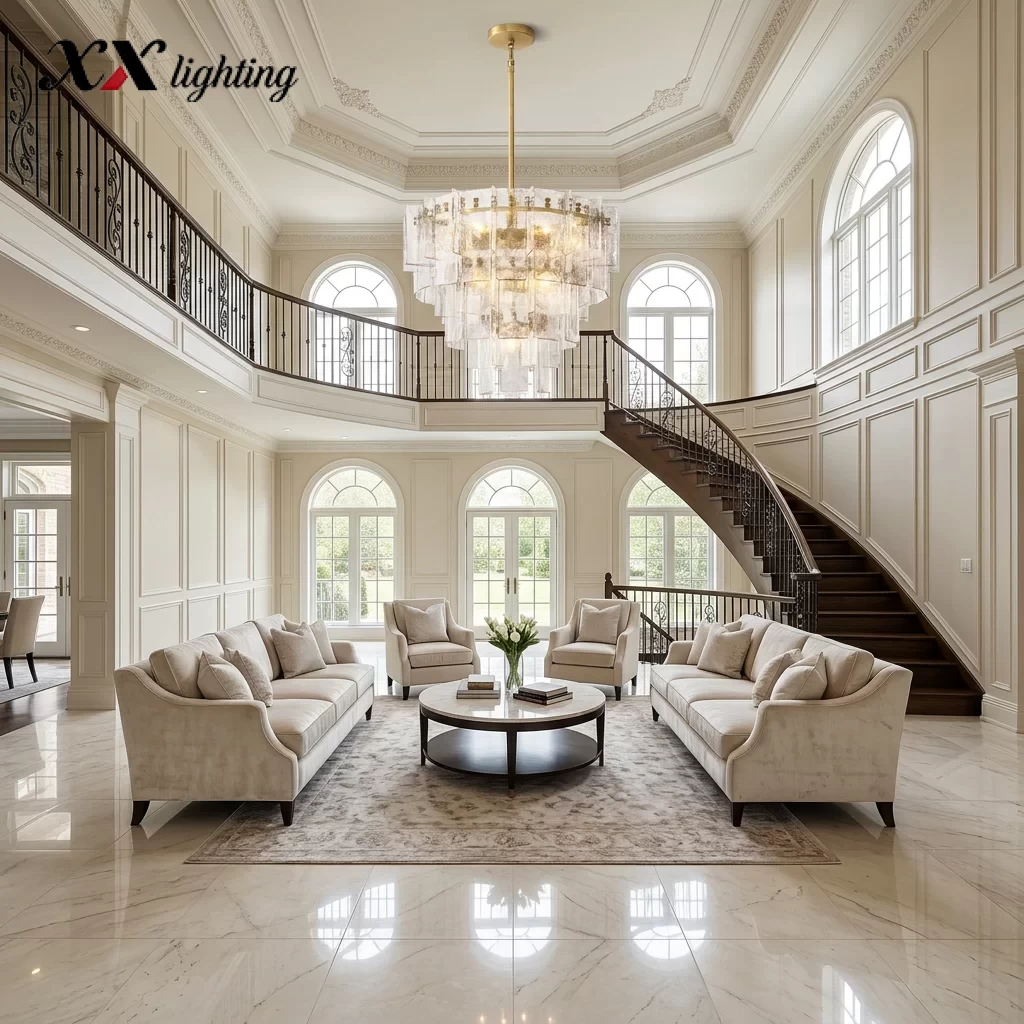 Lattice Clear Glass Tiered Round Chandelier 36″ - 36″, Satin Nickel