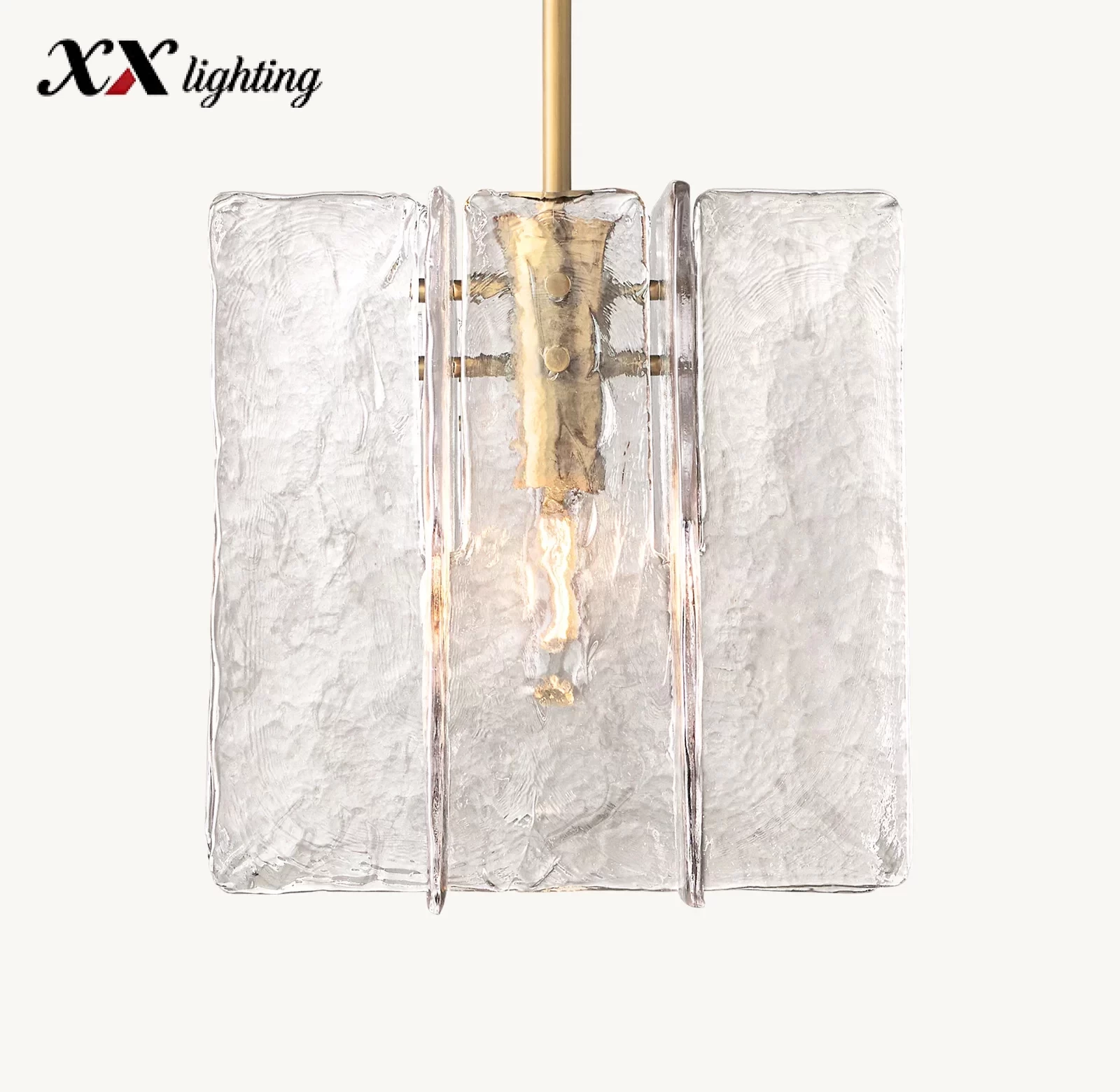 Lattice Clear Glass Pendant 13″ - 13″, Satin Nickel