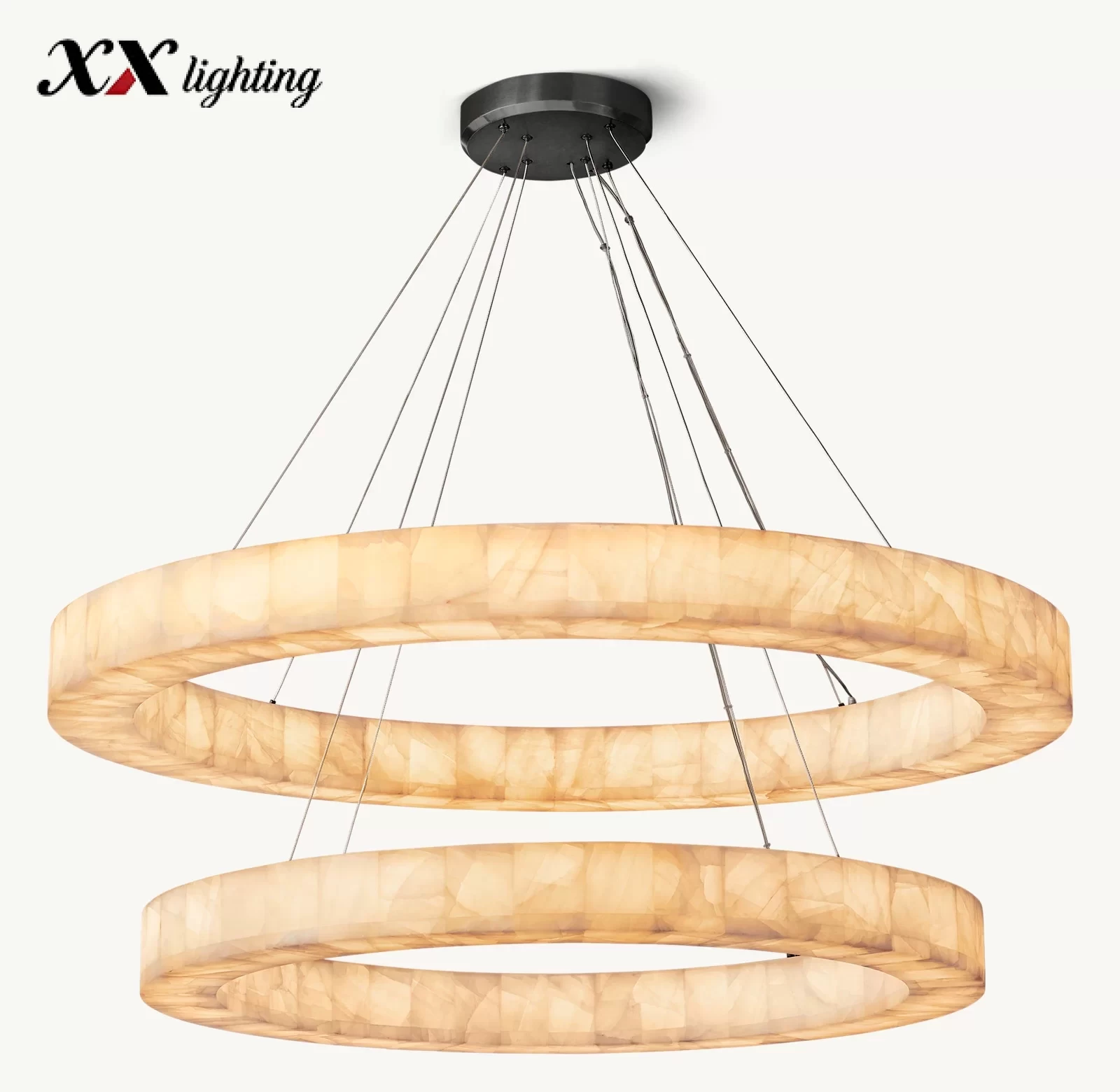 Rivage Lueur Two-Tier Round Chandelier 60″ - 60″, Satin Nickel