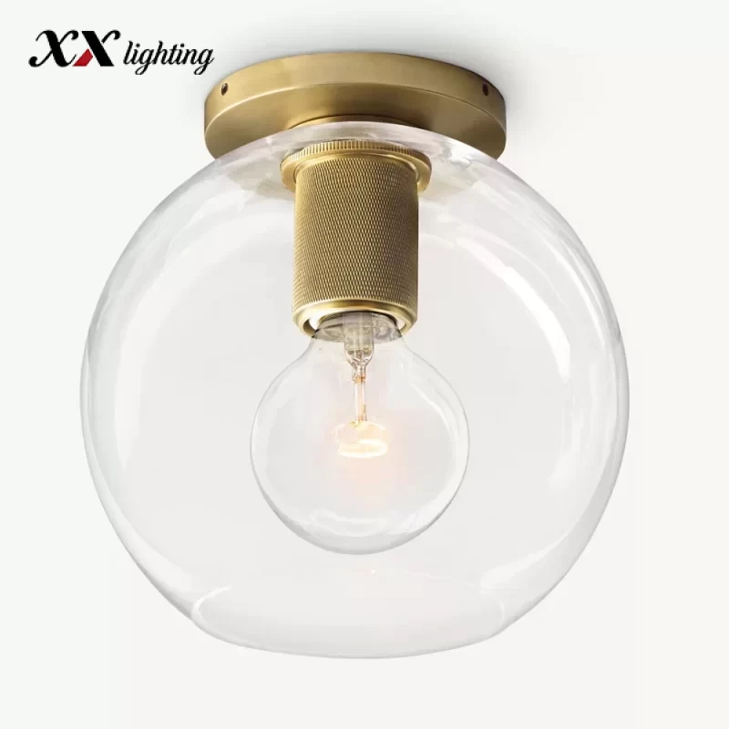 Utilitaire Globe Shade Flushmount 8 inch - 8″, Polished Nickel