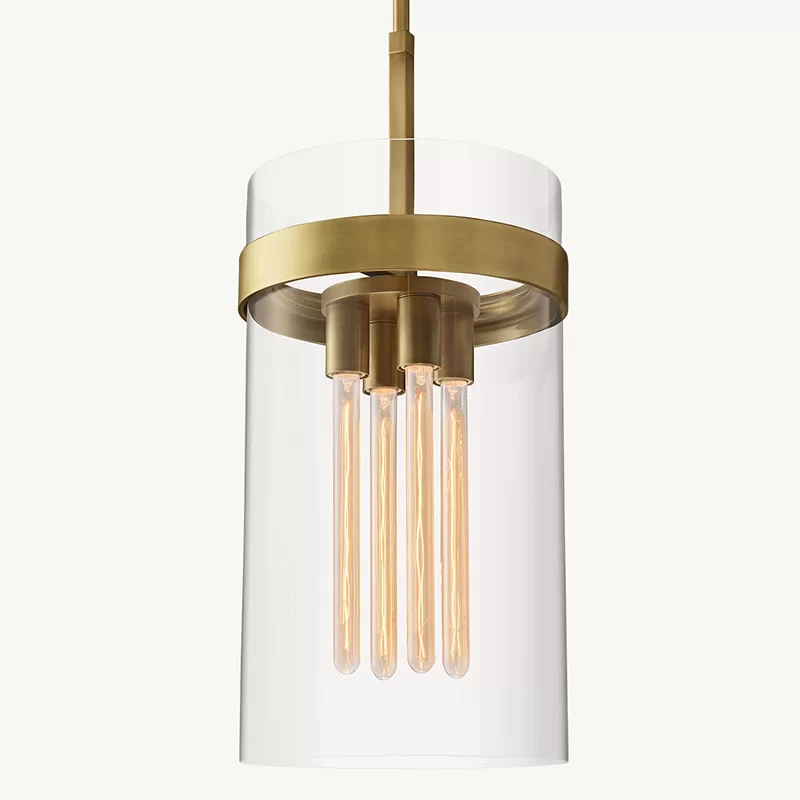 8" Clear Glass Cylinder Pendant Light 10ft Cord Long Hanging - 12″
