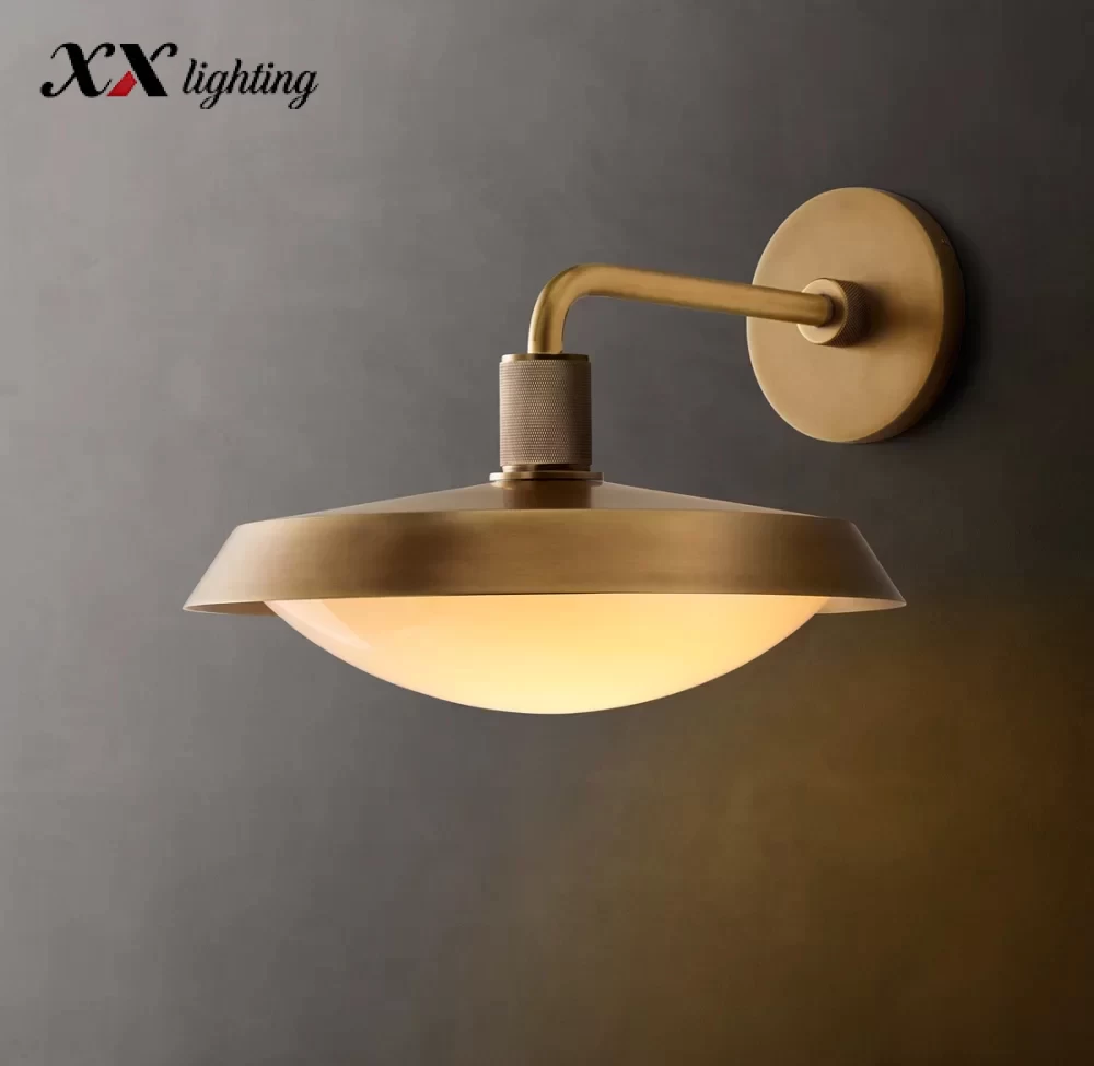 Kennan Barn Sconce 11″ - 11″, Lacquered Burnished Brass