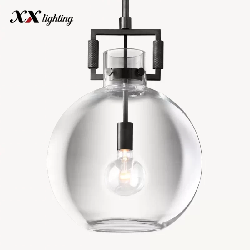 Machinist Glass Globe Pendant 10 inch - 14″, Polished Nickel