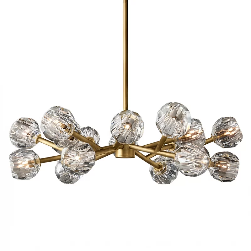 Modern Boule De Cristal Clear Glass Round Chandelier, 24" - 36"