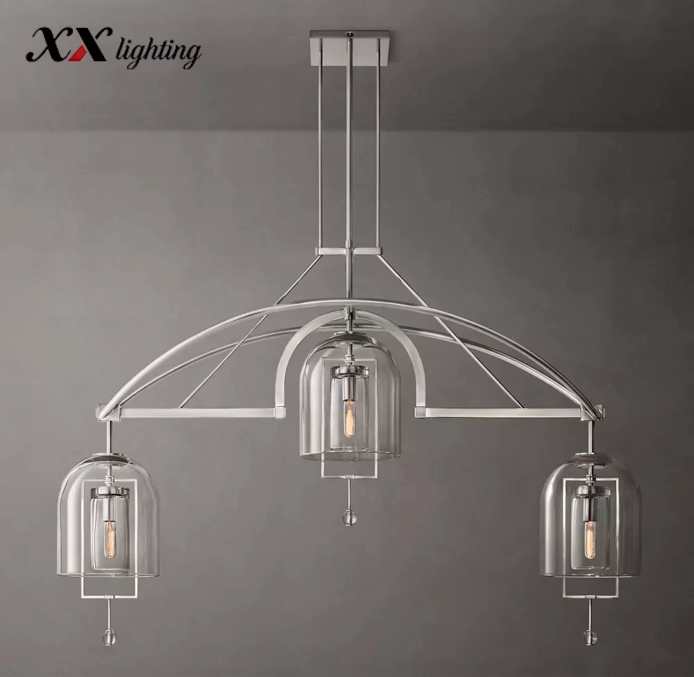 Fulcrum Grand Linear Chandelier 61″ - 61″, Satin Nickel
