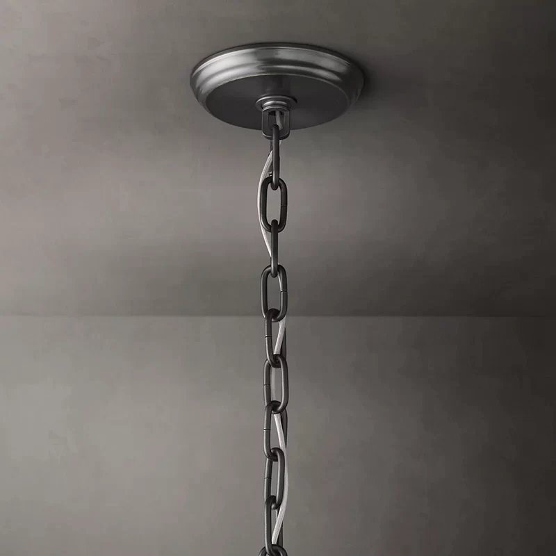 San Marco Glass Two-Tier Round Chandelier 22½″ - 60", Polished Nickel