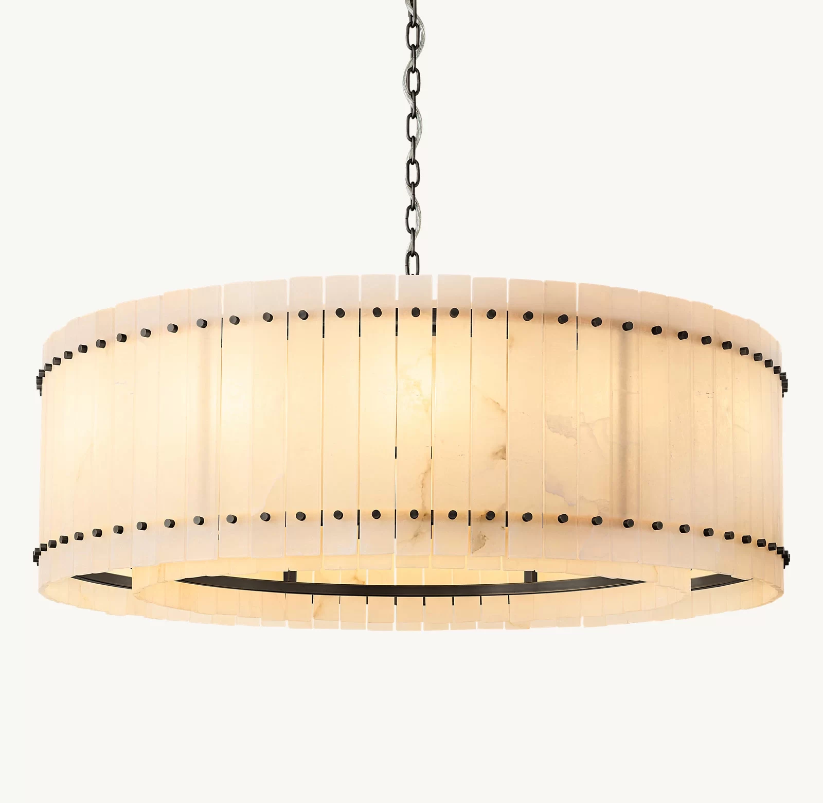 San Marco Alabaster Round Chandelier 22½″ - 48″, Polished Nickel