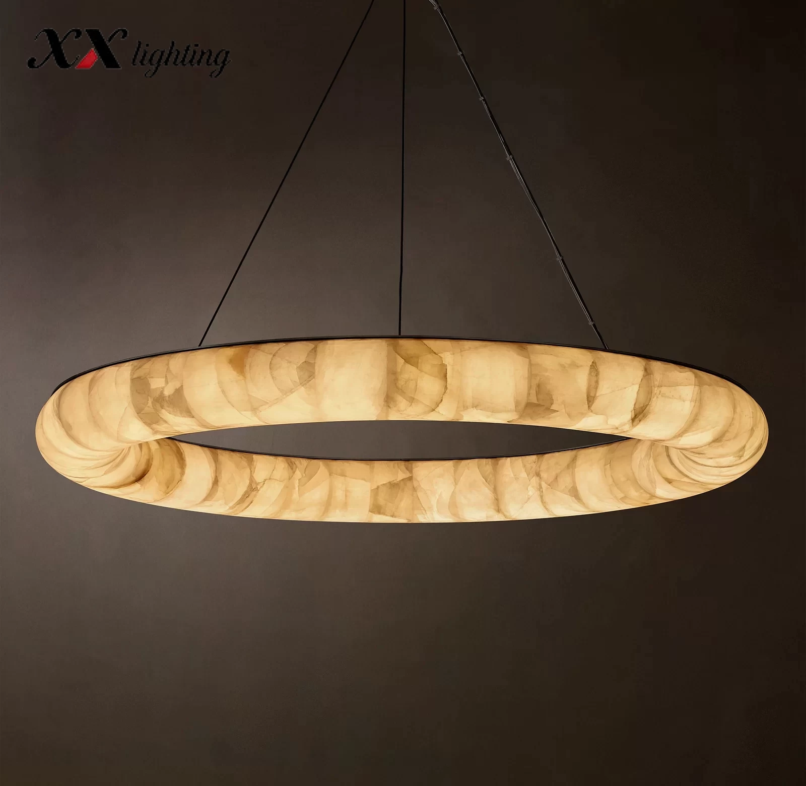 Round Marble Living Room Chandelier 32″ - 61″, Satin Nickel