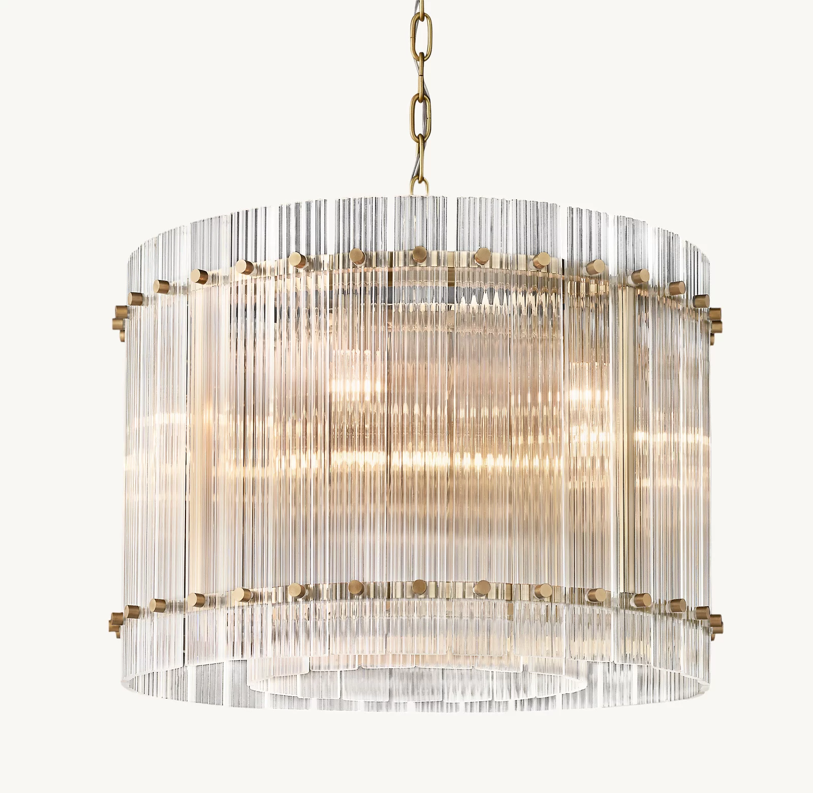 San Marco Glass Round Chandelier 22½″ - 22½″, Polished Nickel