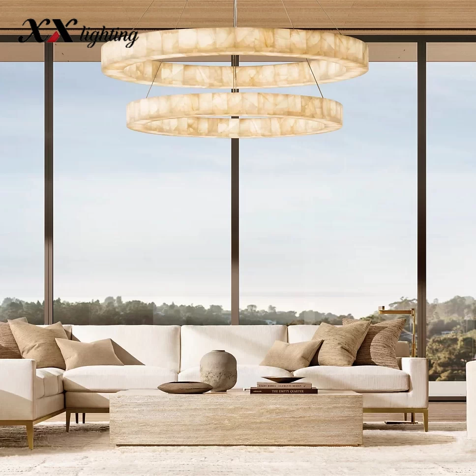 Rivage Lueur Two-Tier Round Chandelier 60″ - 60″, Satin Nickel