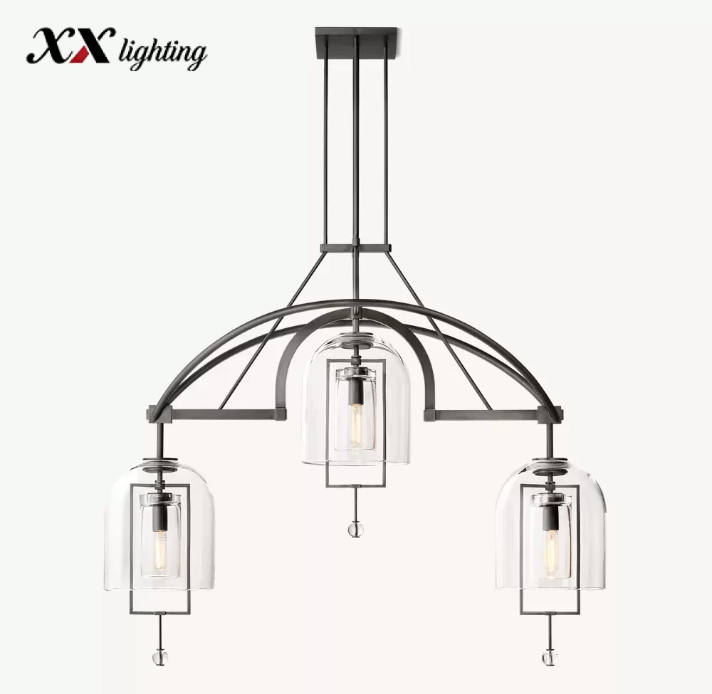Fulcrum Linear Chandelier 48″ - 48″, Satin Nickel