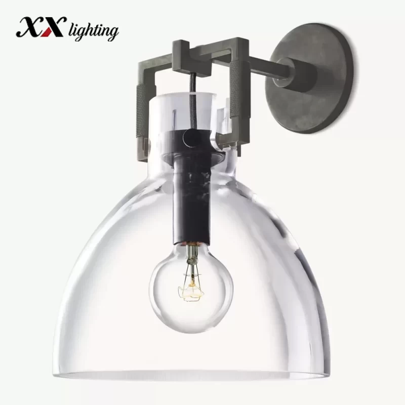 Machinist Glass Cloche Sconce - 10″, Polished Nickel
