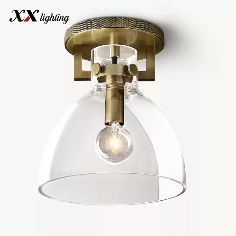 Machinist Glass Cloche Flushmount - 7½″, Polished Nickel