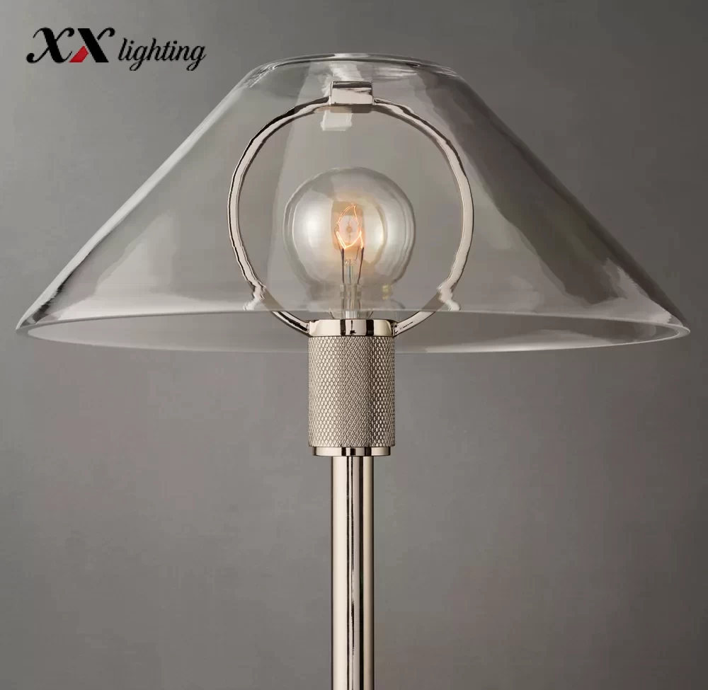 Utilitaire Glass Shade Table Lamp - 9¾″, Polished Nickel