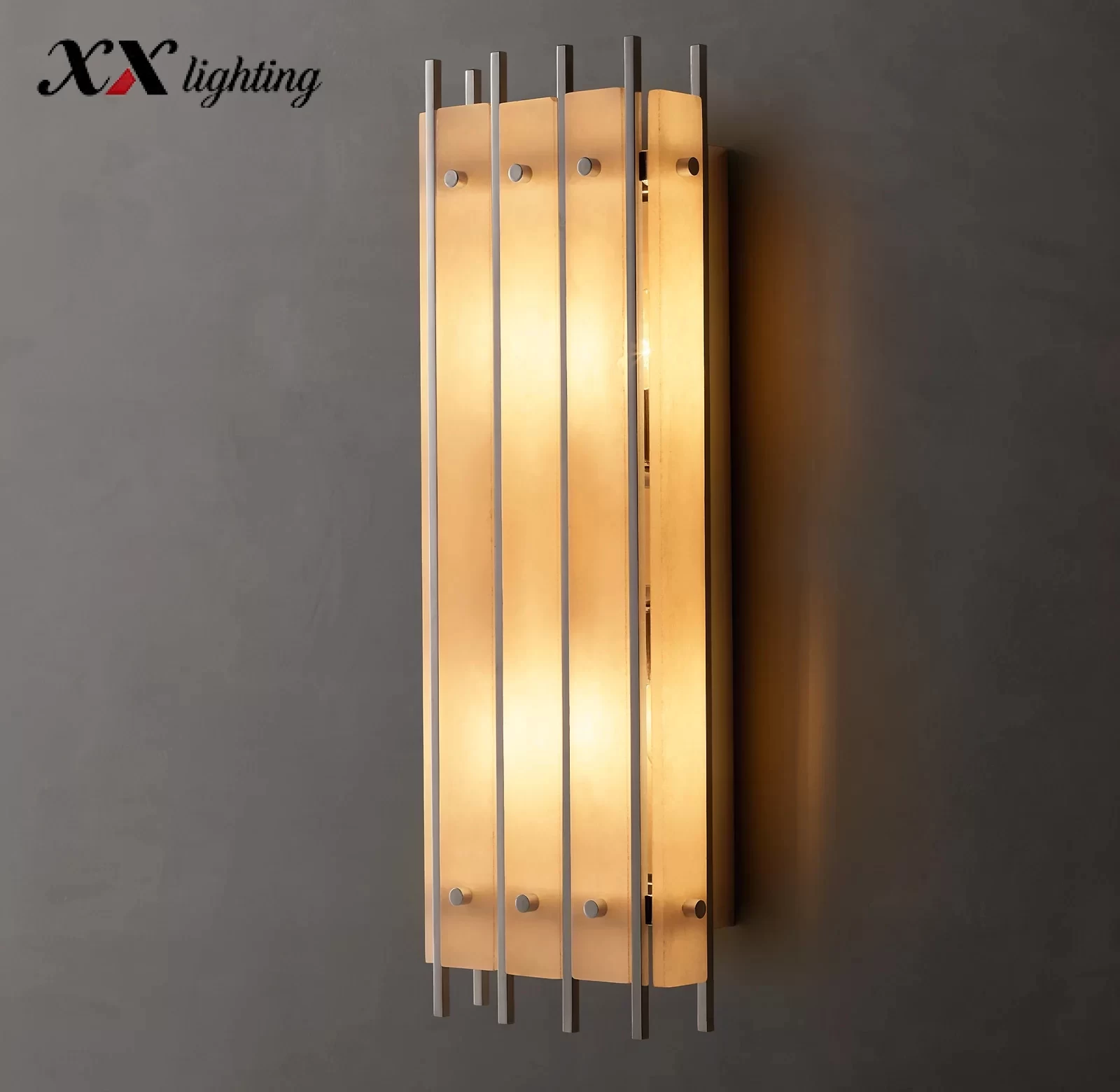 San Marco Alabaster Grand Rectangular Sconce 9″ - 9″, Polished Nickel