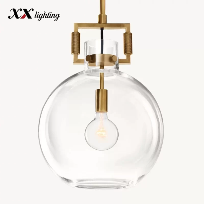Machinist Glass Globe Pendant 10 inch - 10″, Polished Nickel