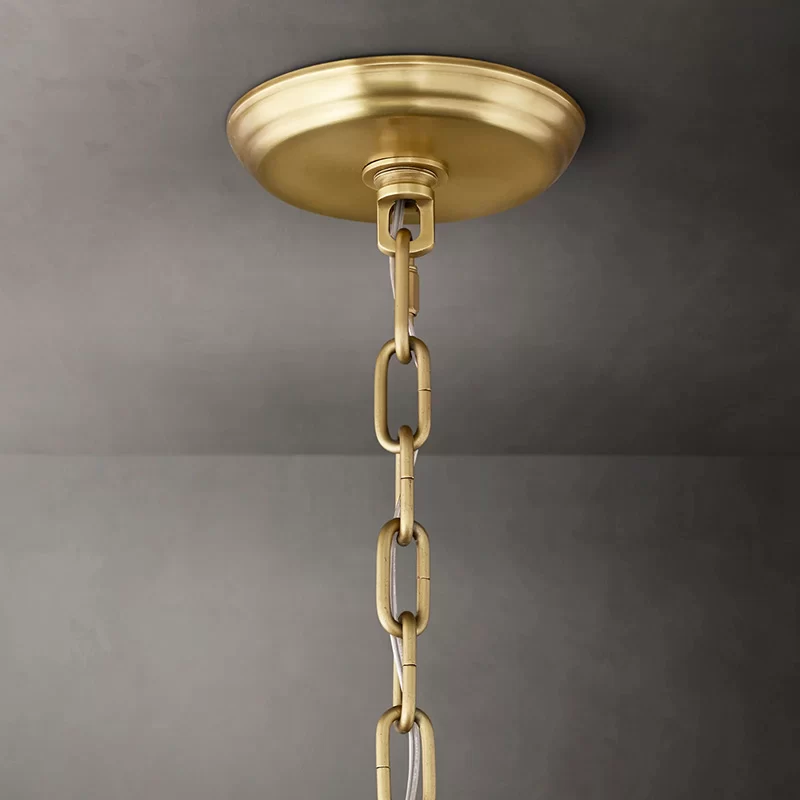 San Marco Glass Round Chandelier 22½″ - 60″, Polished Nickel