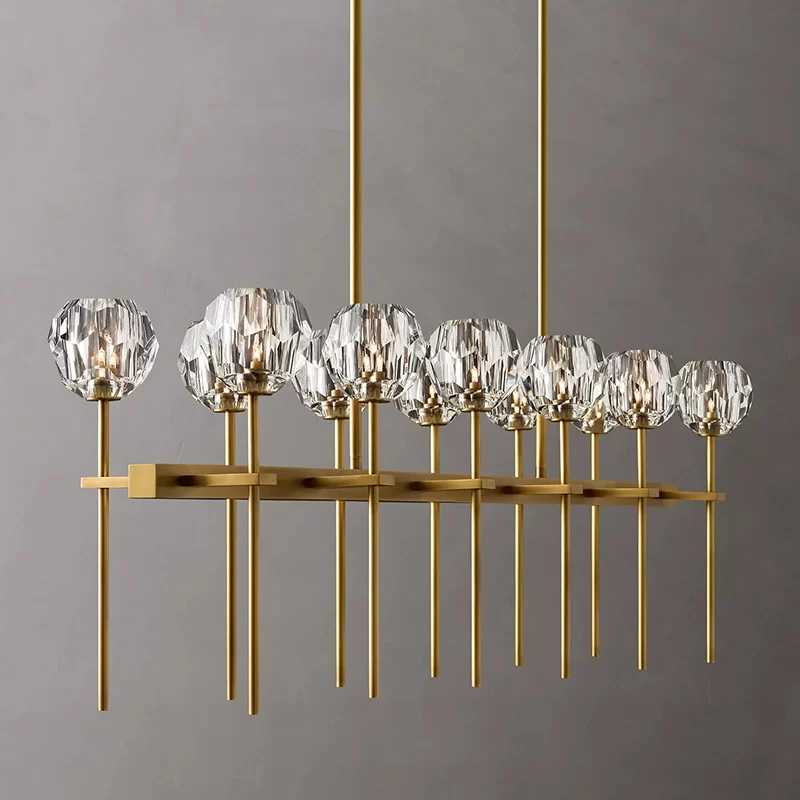 Crystal Ball Linear Chandelier 48″wide x 5″deep - 60″x13″