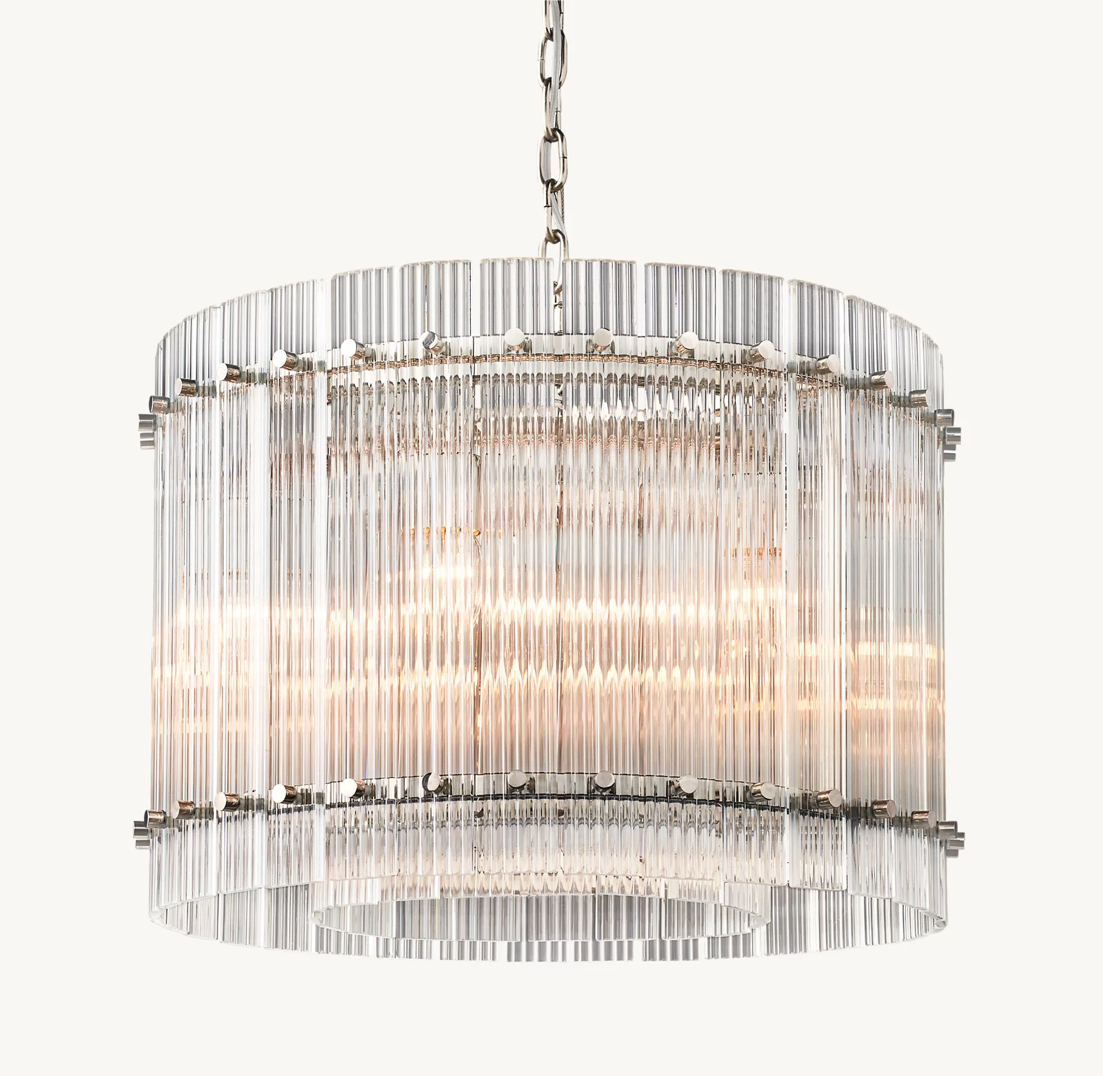 San Marco Glass Round Chandelier 22½″ - 22½″, Polished Nickel