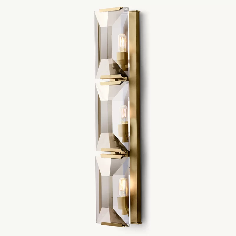 Crystal Triple Sconce - Polished Nickel