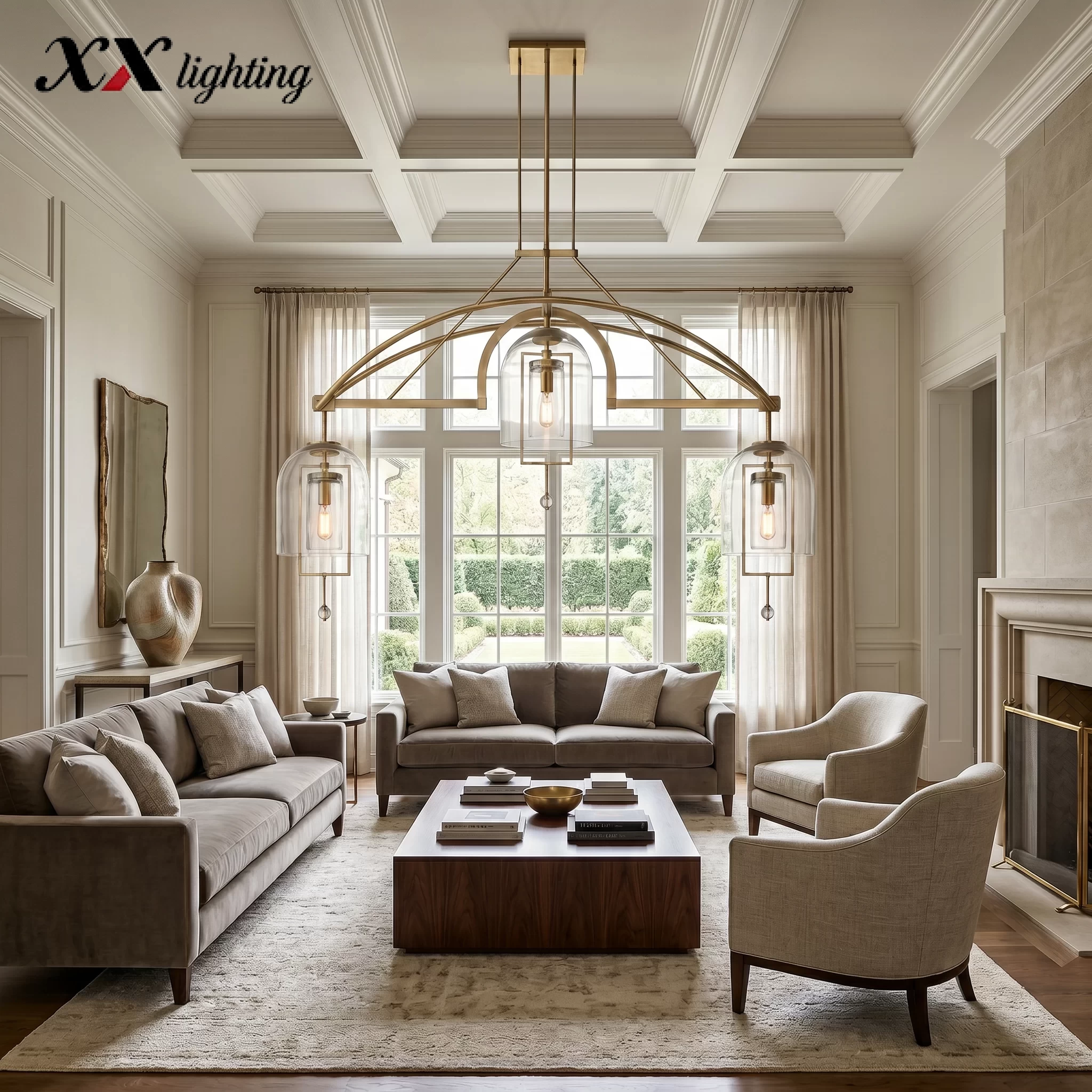 Fulcrum Grand Linear Chandelier 61″ - 85″, Satin Nickel