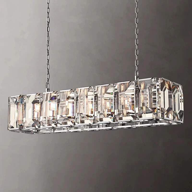 Crystal Rectangular Chandelier 41½″ - 54"