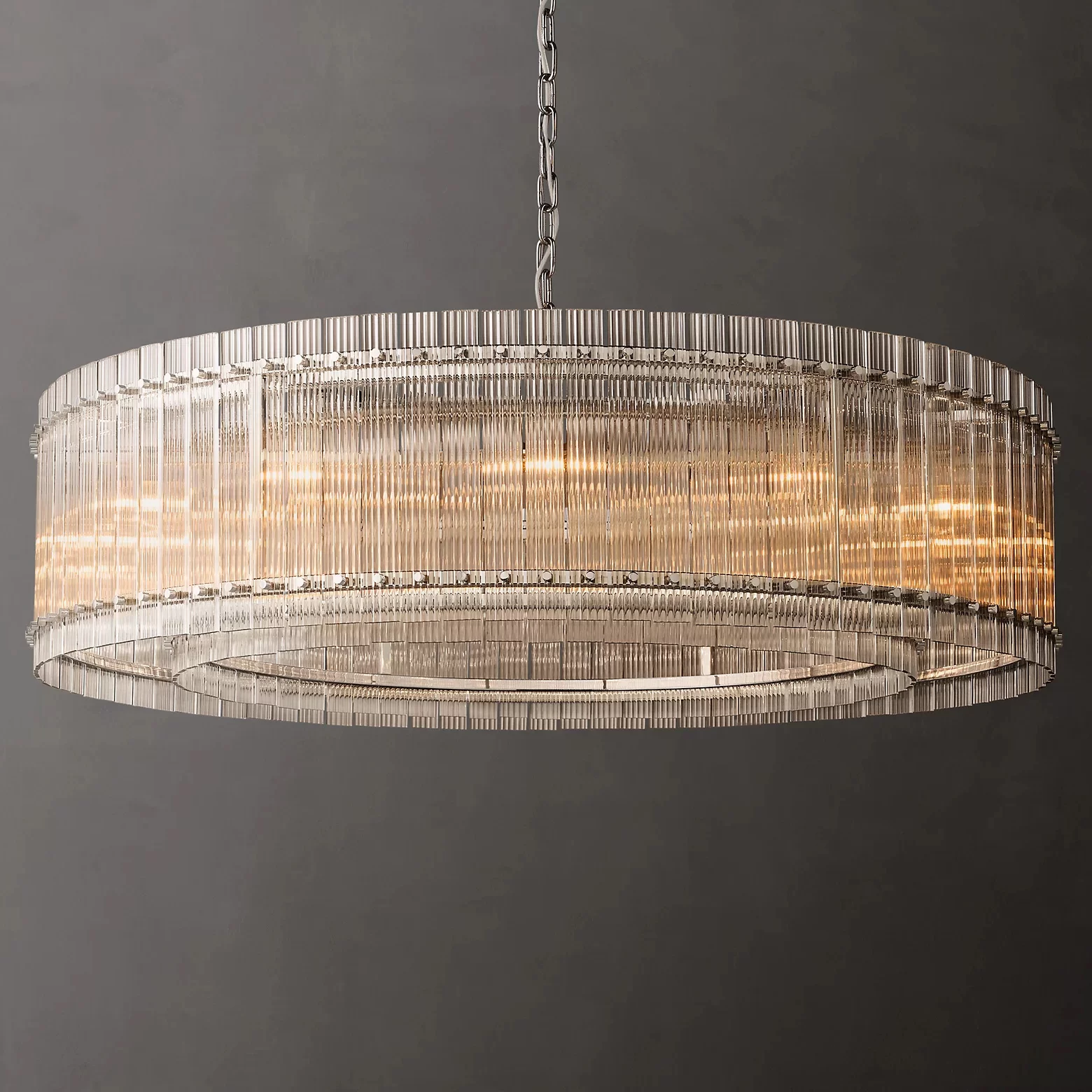 San Marco Glass Round Chandelier 22½″ - 60″, Polished Nickel