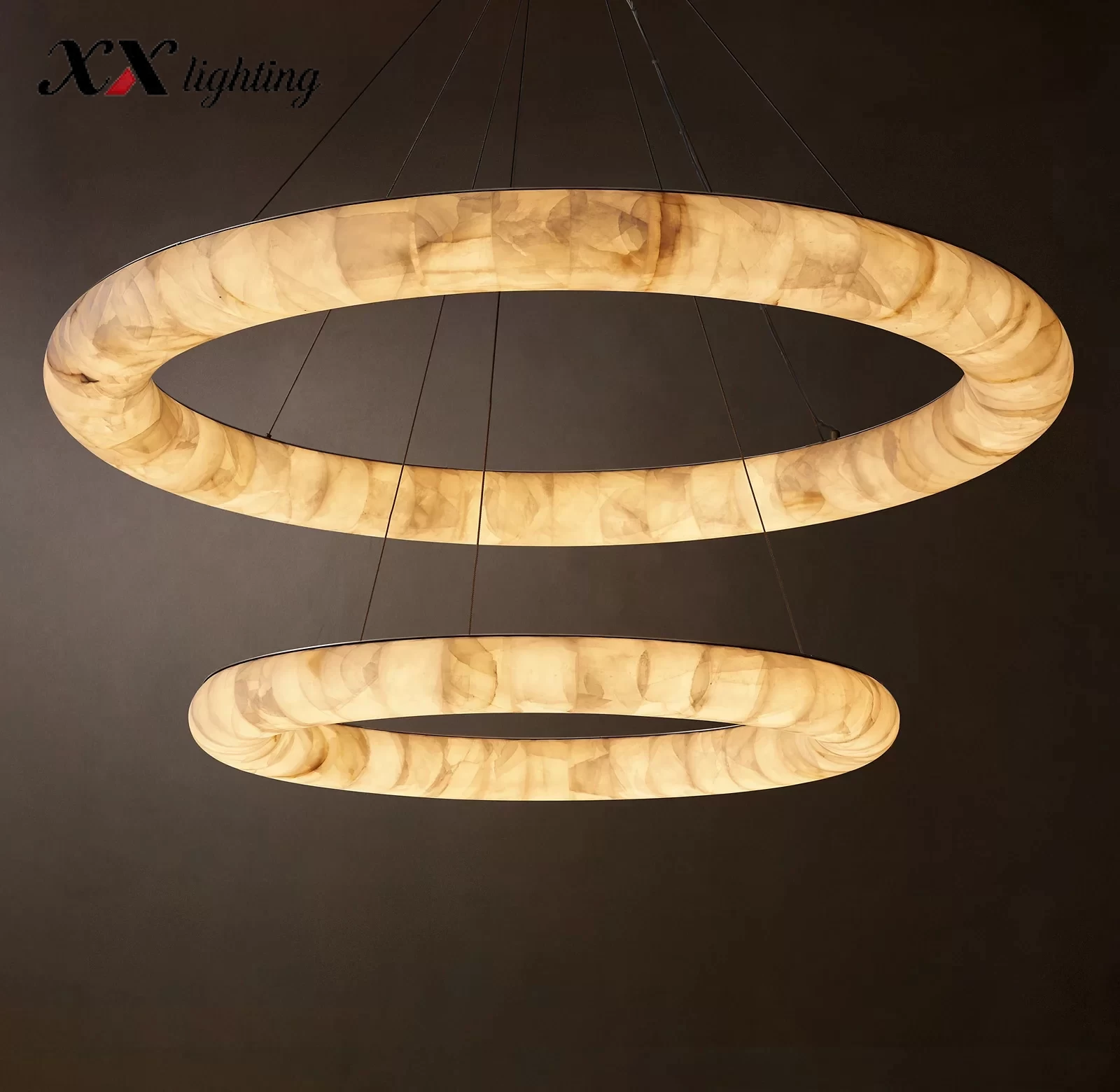 Two-Tiered Round Chandelier 61″ - 61″, Satin Nickel