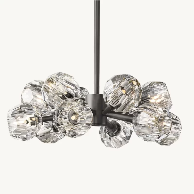 Modern Boule De Cristal Clear Glass Round Chandelier, 24" - 24"