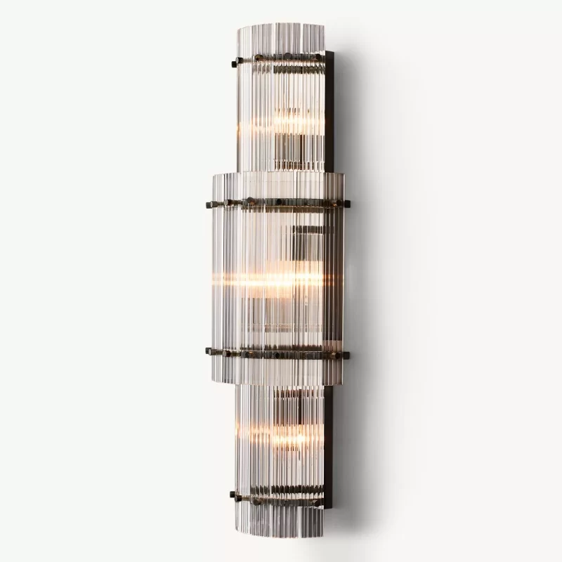 San Marco Glass Grand Round Sconce 12¾″ - 12¾″, Polished Nickel