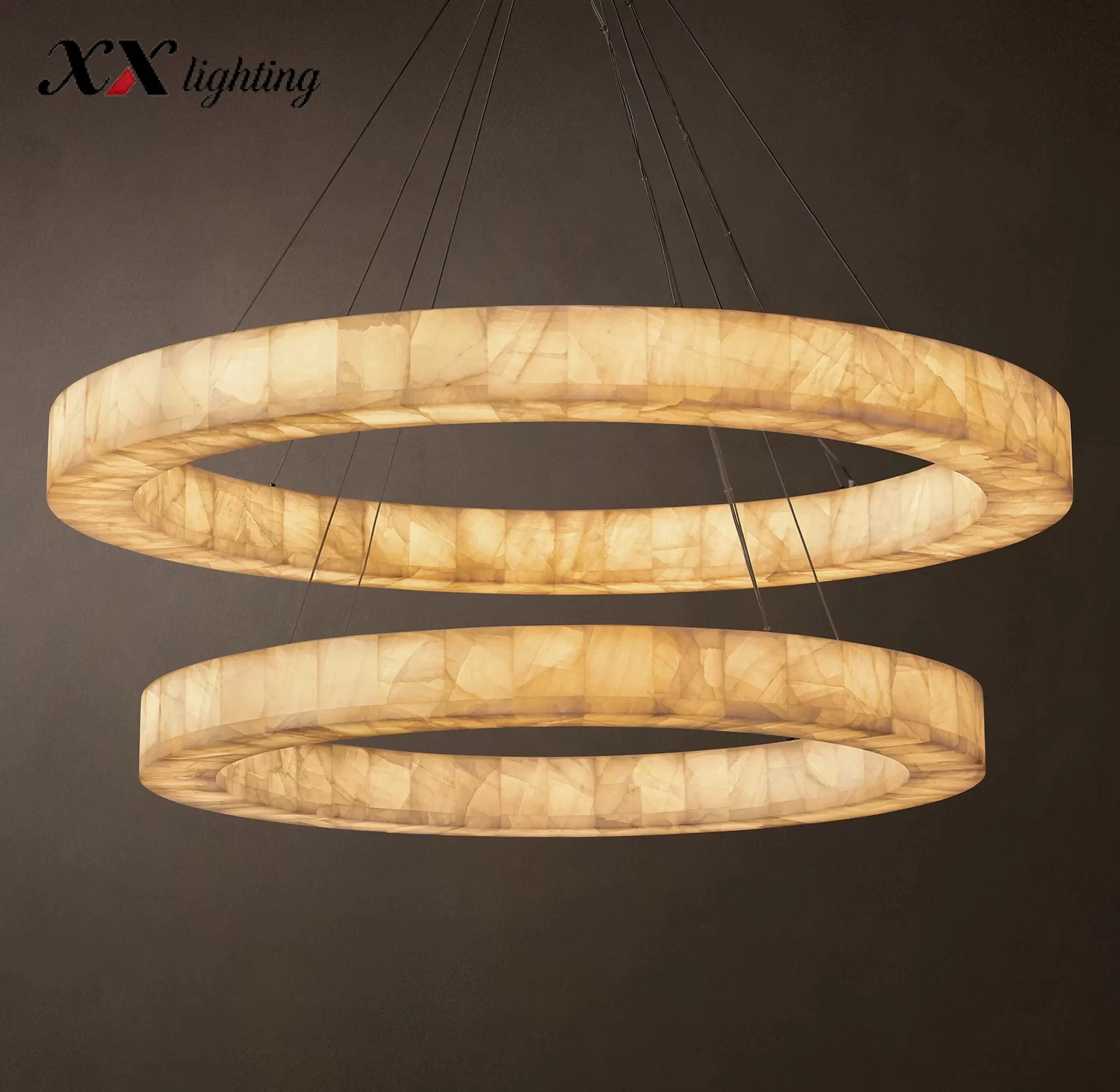 Rivage Lueur Two-Tier Round Chandelier 60″ - 60″, Satin Nickel