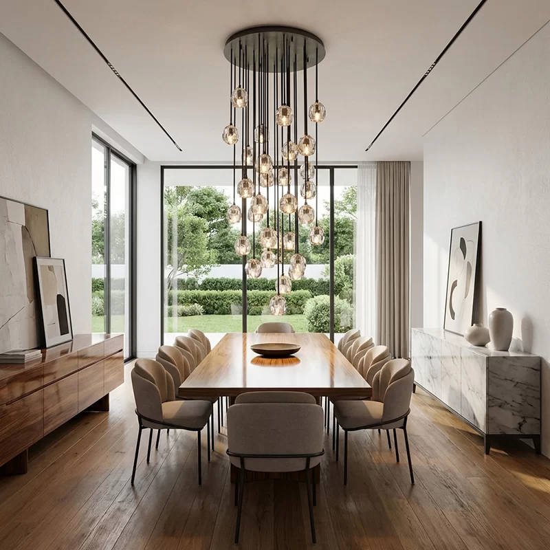French Boule De Cristal Cluster Chandelier 14" for Entryway Hall - 30″