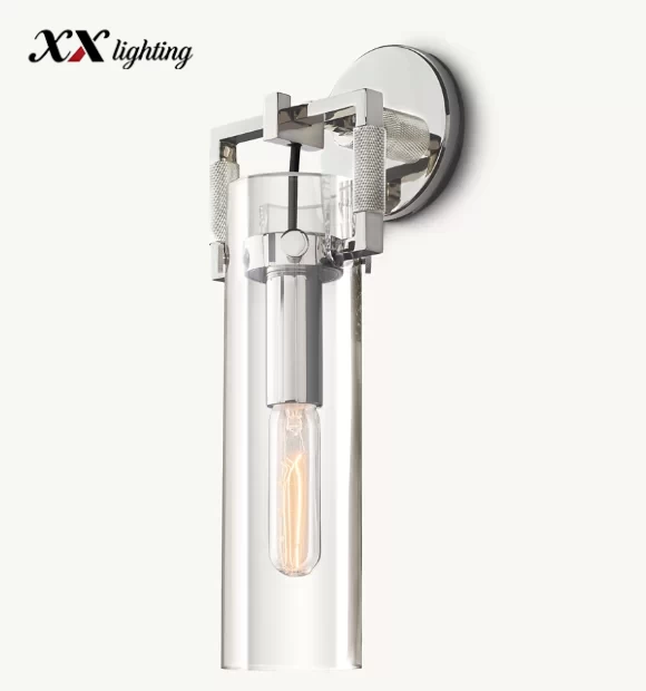 Machinist Glass Cylinder Sconce - 5¼″, Polished Nickel