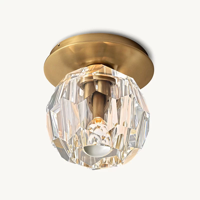 Modern Boule De Cristal Round Glass Petite Flush Mount Light - Polished Nickel