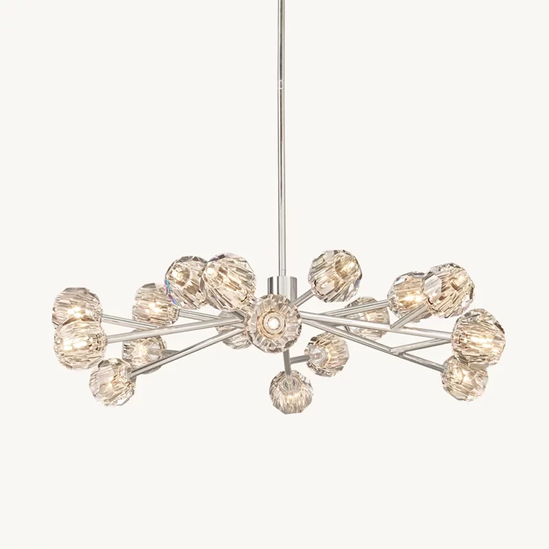 Modern Boule De Cristal Clear Glass Round Chandelier, 24" - 48"