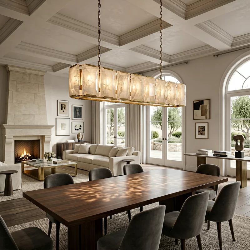 Calcite Rectangular Chandelier 41½″ - 54″