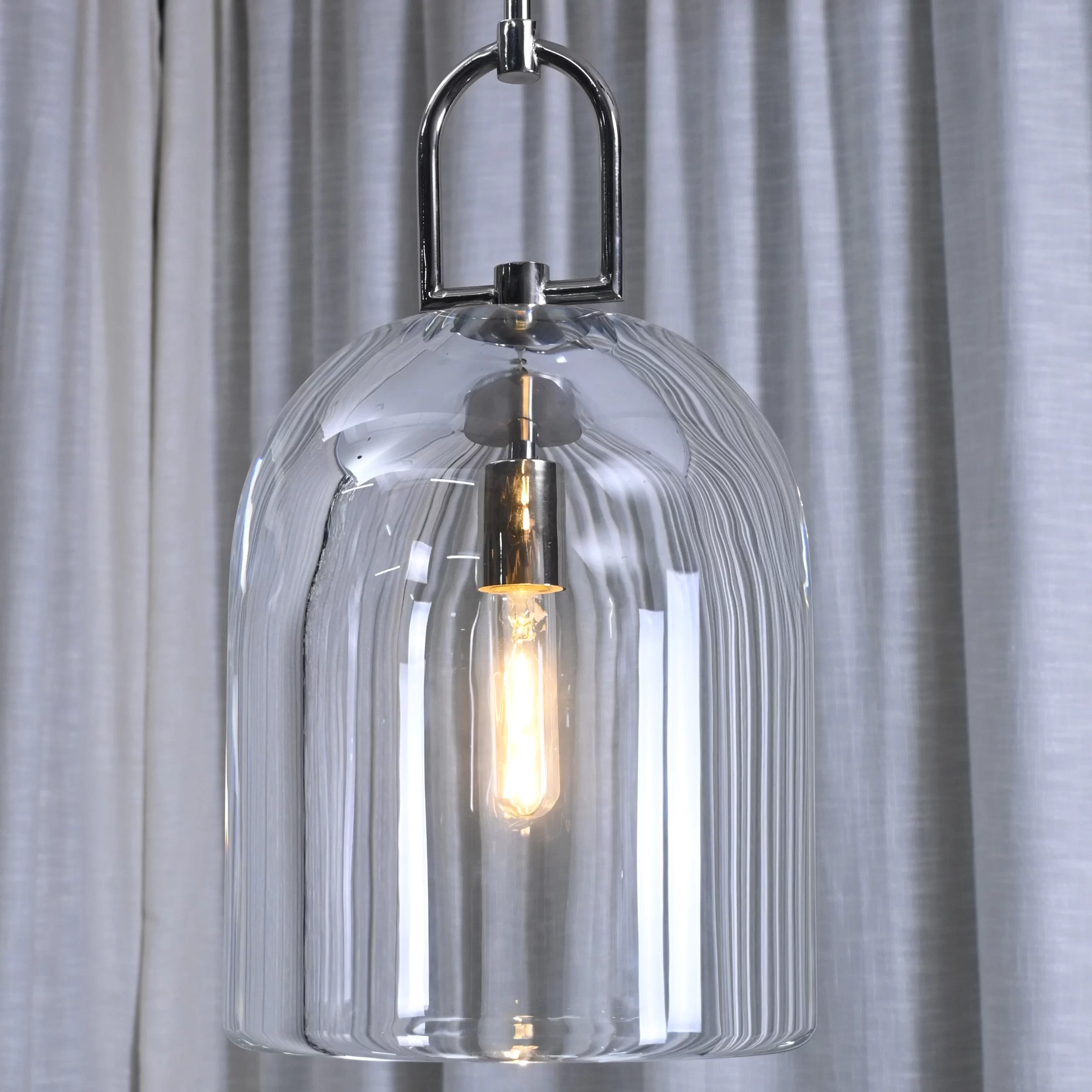 Botanist Cloche Pendant 5″ - 10″, Satin Nickel