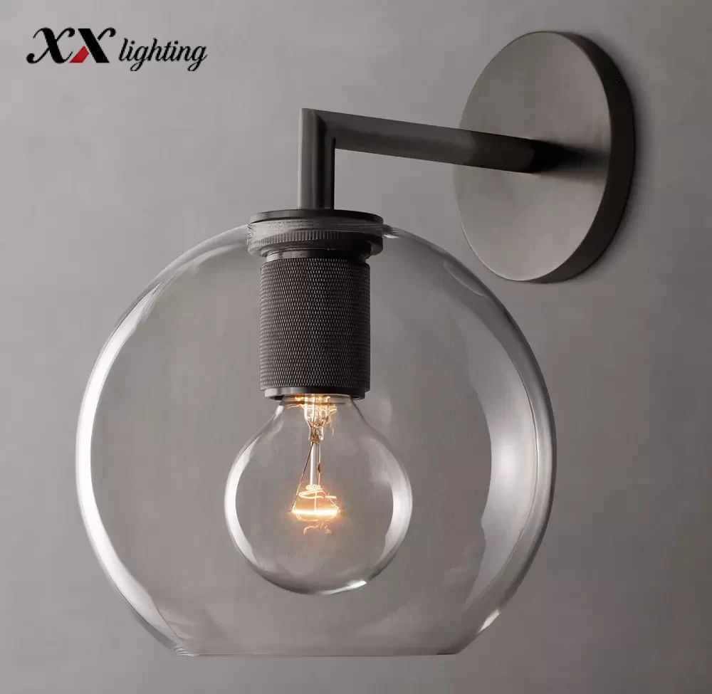 Utilitaire Globe Shade Sconce - 7½″, Polished Nickel