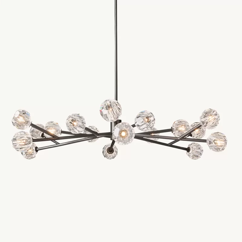 Modern Boule De Cristal Clear Glass Round Chandelier, 24" - 60"