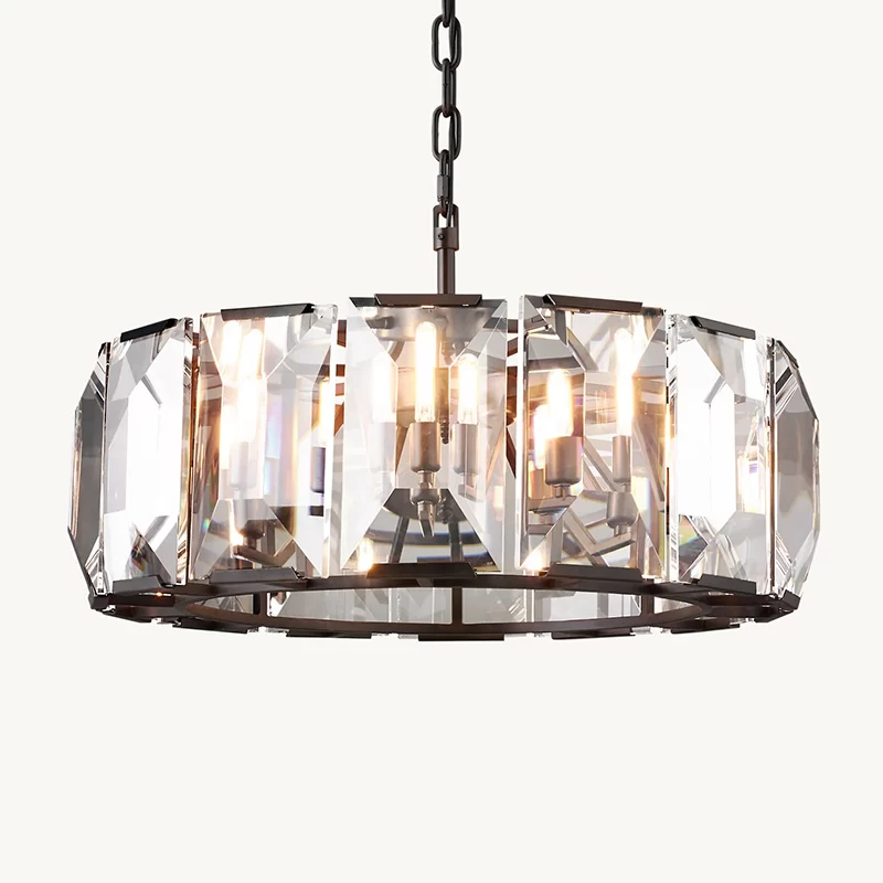 Crystal Round Chandelier 19″ - 30¾″