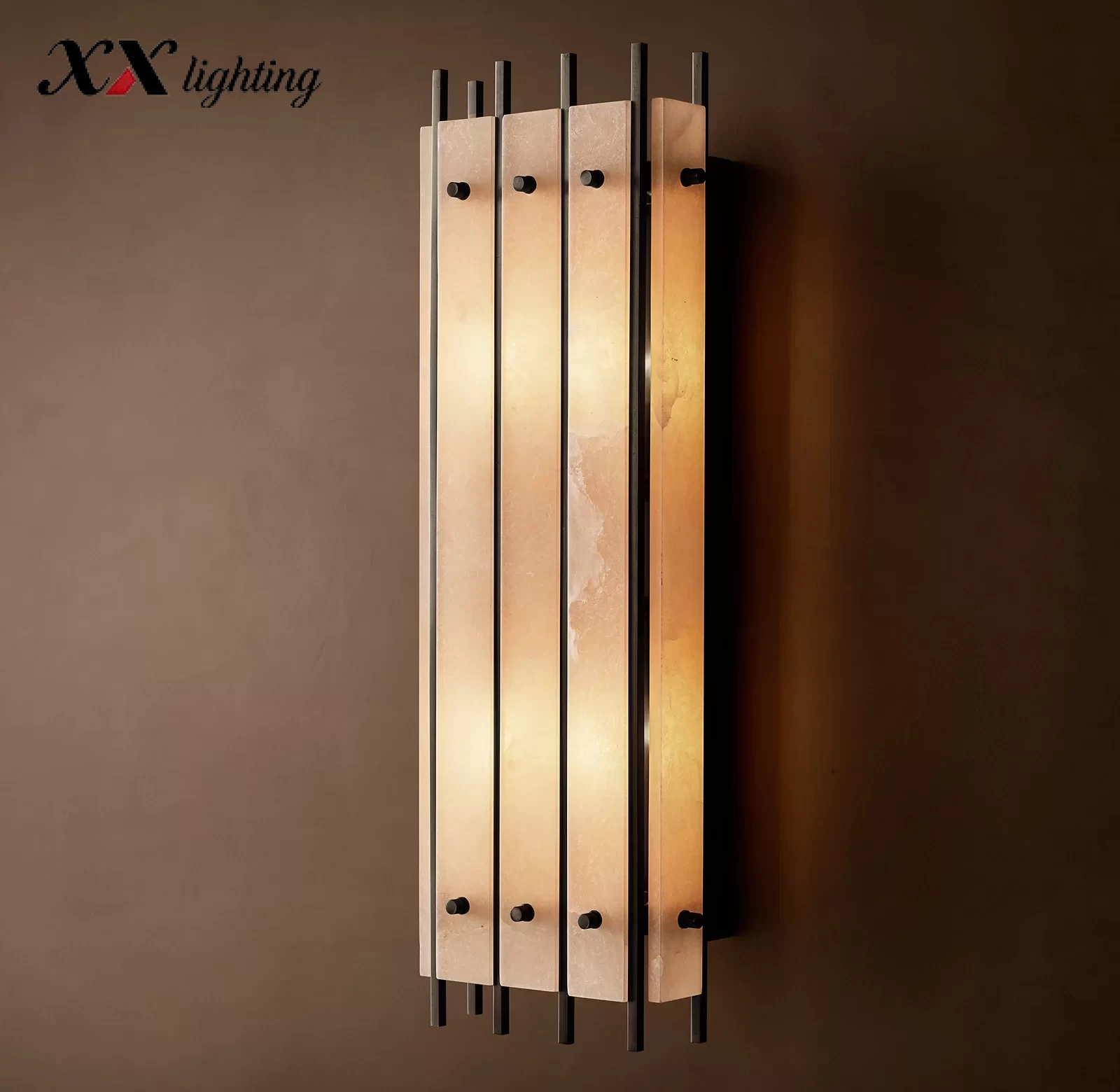 San Marco Alabaster Grand Rectangular Sconce 9″ - 9″, Polished Nickel